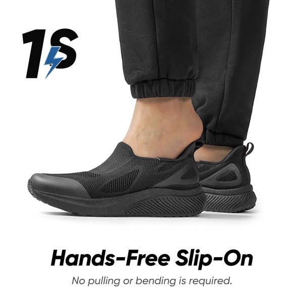 [ALLSWIFIT PACE] Men's Breathable Slip-On Sneakers - ALL BLACK - 2